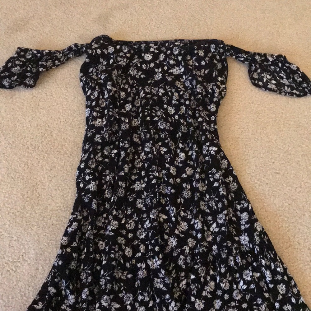 Black Floral Cold Shoulder Dress